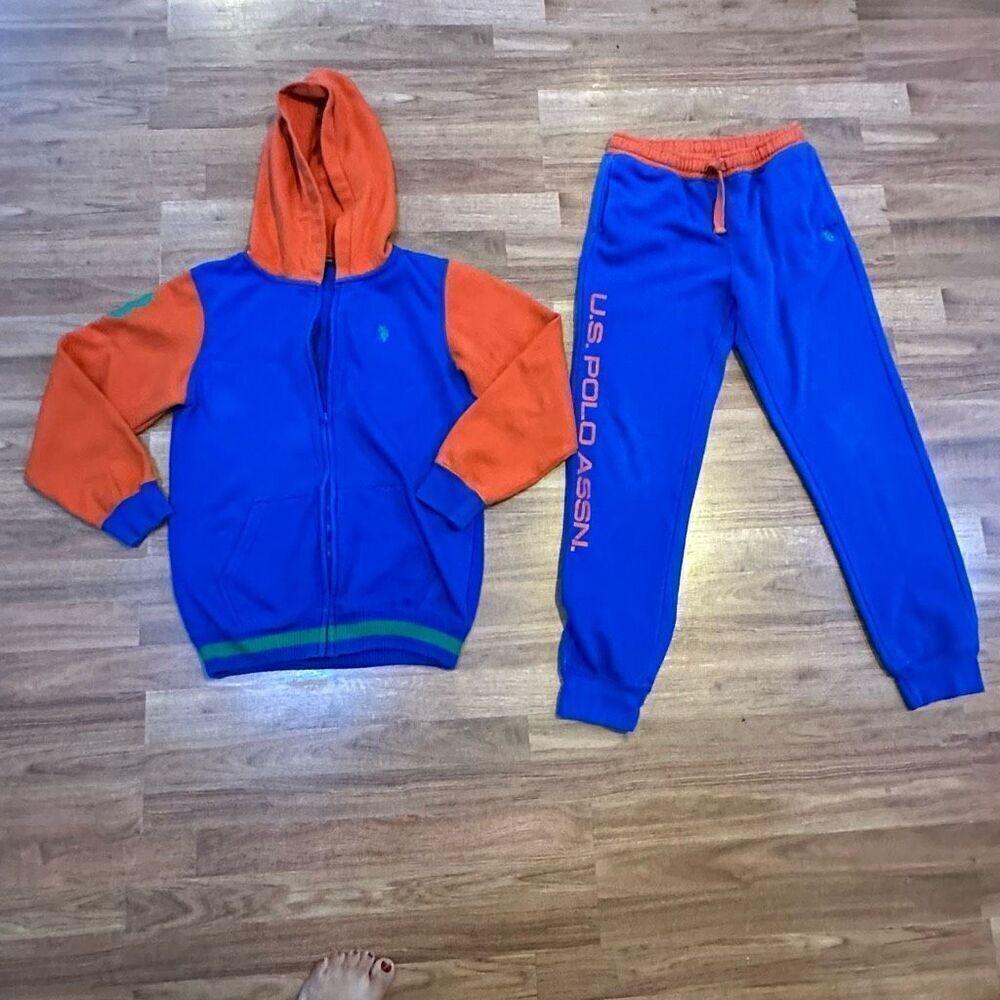 U.S. Polo Assn. Blue and Orange Sweatsuit | Youth Size XXL 18